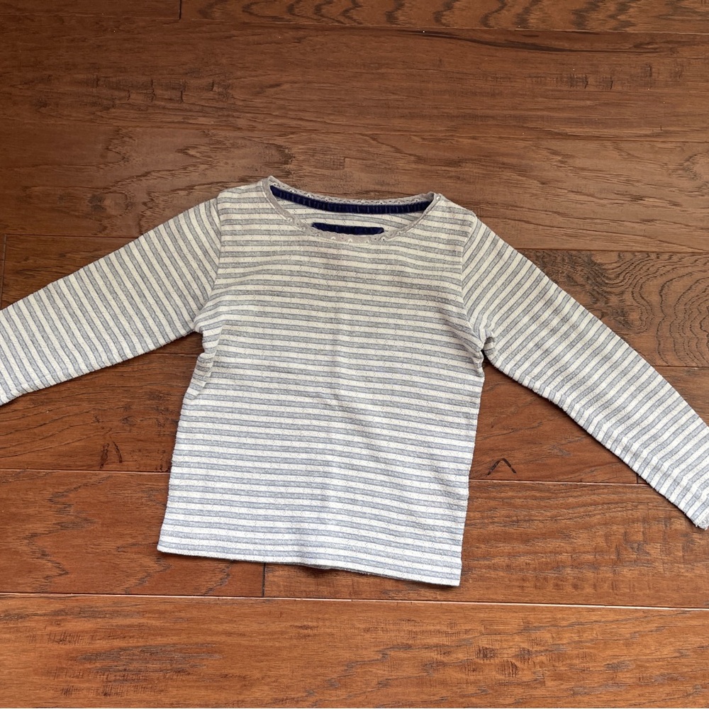 Boden Striped Long Sleeve Pointelle Shirt